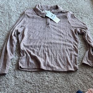 Monteau Ribbed Knit Top in Taupe